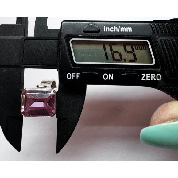 Vintage Sterling Silver 925 Ring w/ Large Pink Emerald-Cut Stone Size 6.5 - Picture 9 of 11